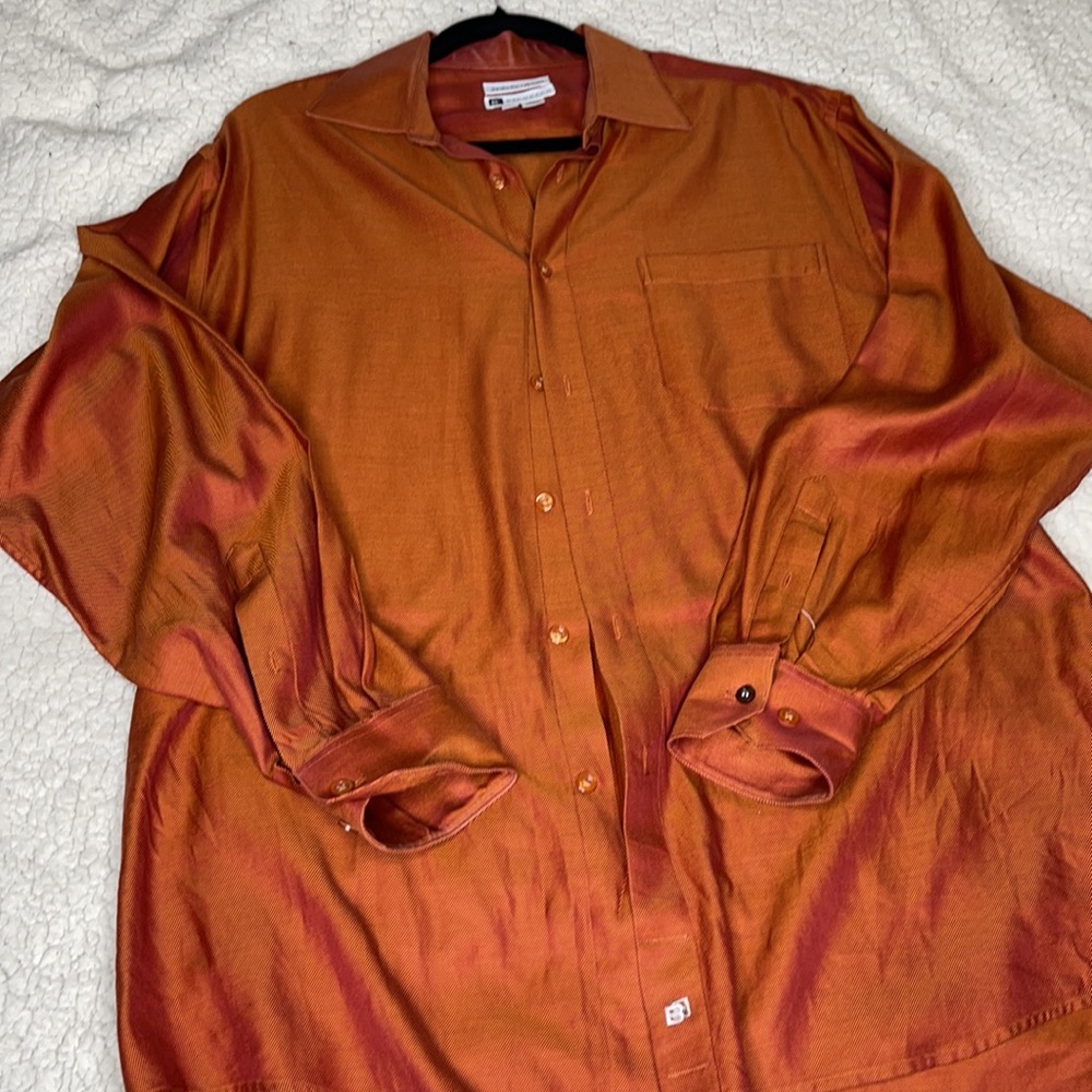Men’s casual burnt orange button down shirt - Picture 4 of 5